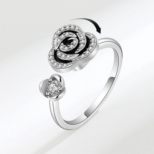 Wholesale Rotating Open Ring For Women Copper Electroplating Rose Flower Design