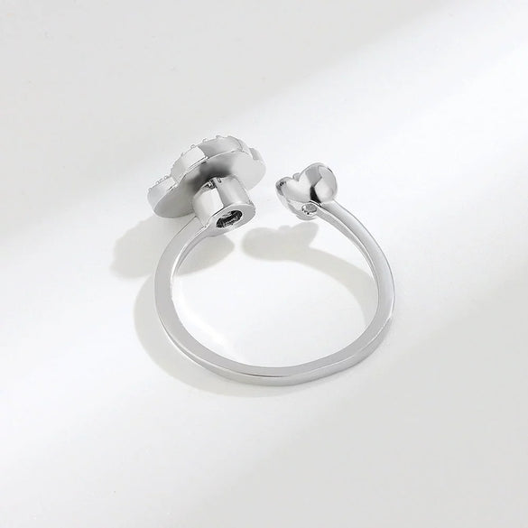 Wholesale Rotating Open Ring For Women Copper Electroplating Rose Flower Design