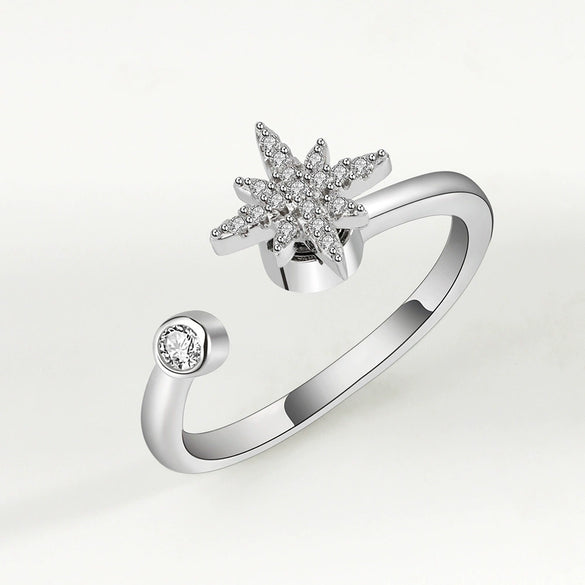 Wholesale Rotating Open Zircon Ring For Women Copper Material Geometric Design Electroplating Treatment