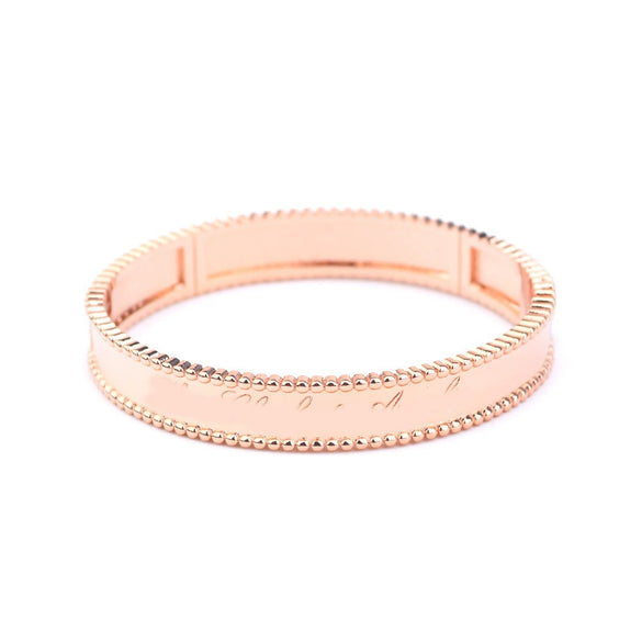 Wholesale Round Bead Edge Light Surface Engraved English Letters Bracelet Buckle Bracelet Ring Set In Environmental Protection Copper
