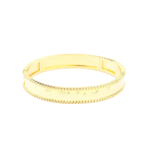 Wholesale Round Bead Edge Light Surface Engraved English Letters Bracelet Buckle Bracelet Ring Set In Environmental Protection Copper