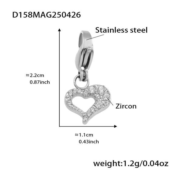 Wholesale Round Bead Heart Brilliant Zircon Bracelet In Fashion Style Made Of Stainless Steel With Electroplating For Women
