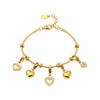 Wholesale Round Bead Heart Brilliant Zircon Bracelet In Fashion Style Made Of Stainless Steel With Electroplating For Women