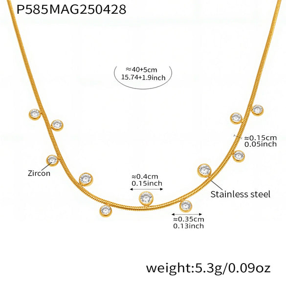 Wholesale Round Bead Zircon Hollow Lucky Fourleaf Flower Overlapped Necklace In Stainless Steel And Titanium Steel With Geometric Pattern And Electroplating For Women