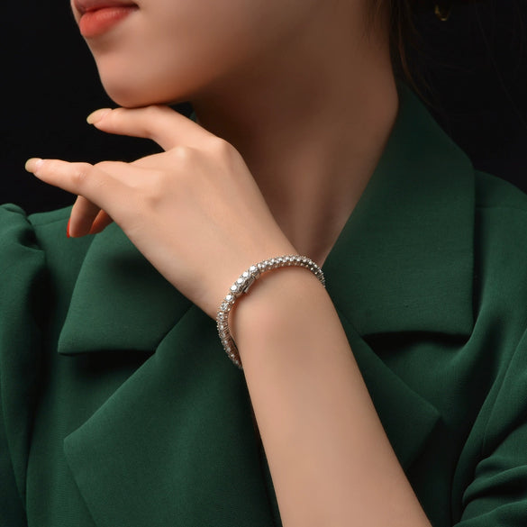 Wholesale Round Diamond High Carbon Diamond Single Row Women's Bracelet