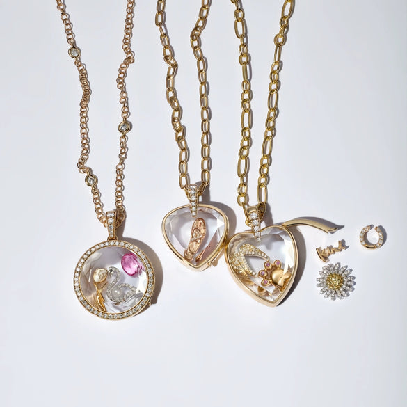 Wholesale Round Heart Geometric Diamond Glass Box Necklace With Electroplated Copper Pendant For Women Diy Flower Ballet Accessories Pastoral Style