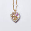 Wholesale Round Heart Geometric Diamond Glass Box Necklace With Electroplated Copper Pendant For Women Diy Flower Ballet Accessories Pastoral Style
