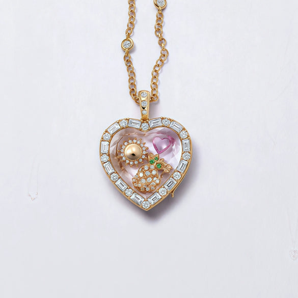 Wholesale Round Heart Geometric Diamond Glass Box Necklace With Electroplated Copper Pendant For Women Diy Flower Ballet Accessories Pastoral Style