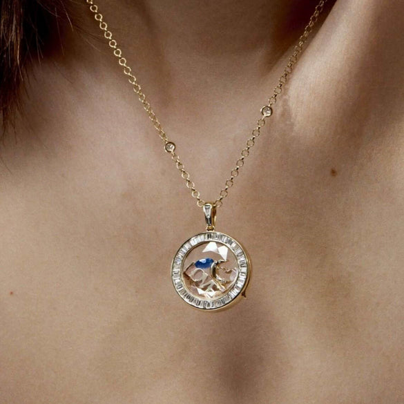 Wholesale Round Heart Geometric Diamond Glass Box Necklace With Electroplated Copper Pendant For Women Diy Flower Ballet Accessories Pastoral Style
