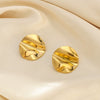 Wholesale Round Lotus Leaf Pleated Stainless Steel Earrings With 18K Vacuum Plated Furnace Treatment For Women