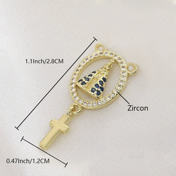 Wholesale Round Religious Pendant Copper 18K Gold Plated Vintage Charm Necklace For Women