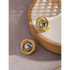 Wholesale Round Thread Texture Double Color Stainless Steel Braided Earrings With Electroplating For Women