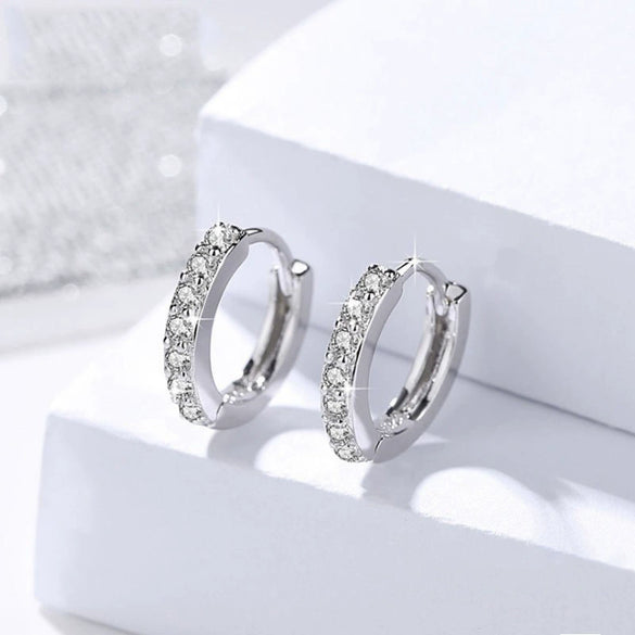 Wholesale S925 Geometric Flash Diamond Simple Circle Ear Buckle Women's Earrings