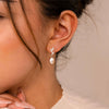 Wholesale S225 Imitation Pearl Leaf Geometric Style Electroplated Inlaid Zircon Earrings For Women