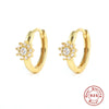 Wholesale S925 Pure Silver Four Claw Small Diamond Inlaid Earring With Star Flower Zircon And Geometric Pattern Electroplated For Women