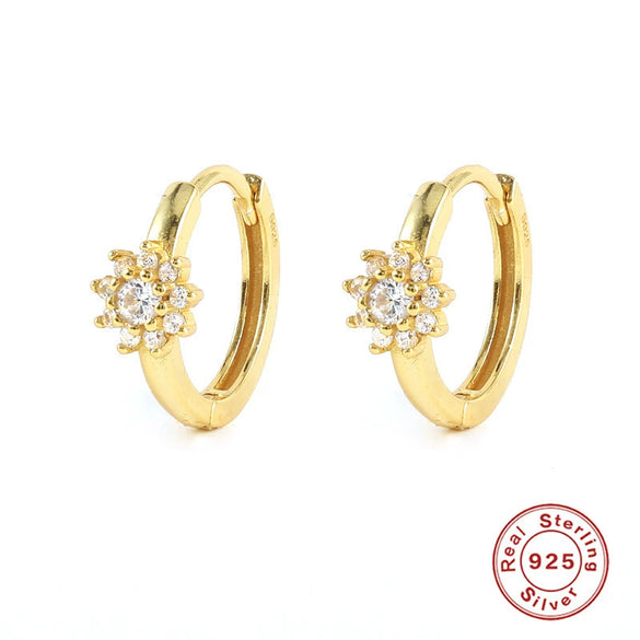 Wholesale S925 Pure Silver Four Claw Small Diamond Inlaid Earring With Star Flower Zircon And Geometric Pattern Electroplated For Women