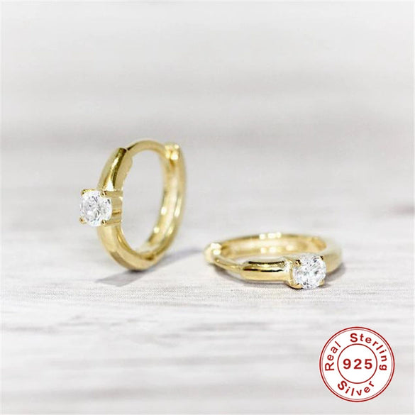 Wholesale S925 Pure Silver Four Claw Small Diamond Inlaid Earring With Star Flower Zircon And Geometric Pattern Electroplated For Women