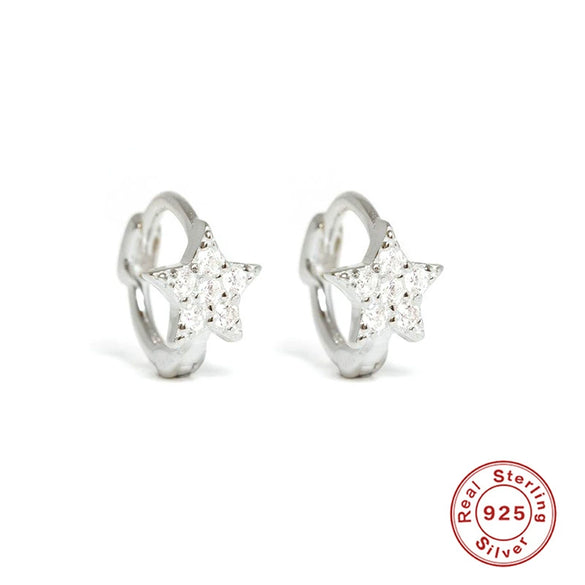 Wholesale S925 Pure Silver Four Claw Small Diamond Inlaid Earring With Star Flower Zircon And Geometric Pattern Electroplated For Women