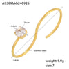 Wholesale S Shaped Double Finger Winding Ring In Stainless Steel With 3A Zircon Pvd Plated 18K Gold Geometric And Letter Pattern For Women