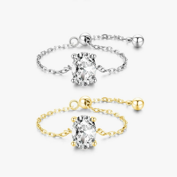 Wholesale S925 Silver Adjustable Denier Shaped Ring With Simulation Diamonds And Geometric Styling Seiko Crafted Women's Jewelry