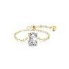 Wholesale S925 Silver Adjustable Denier Shaped Ring With Simulation Diamonds And Geometric Styling Seiko Crafted Women's Jewelry