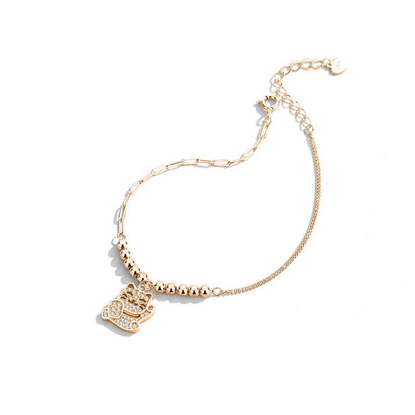 Wholesale S925 Silver Animal Lucky Cat Women's Bracelet With Electroplating