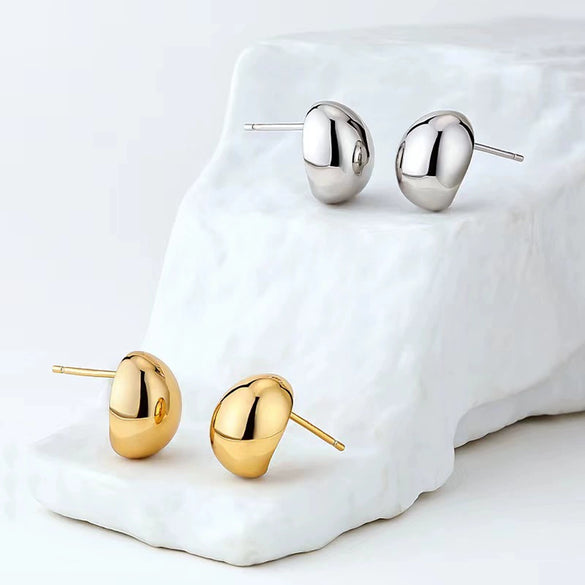 Wholesale S999 Silver Bean Earrings For Women Geometric Style With Electroplating