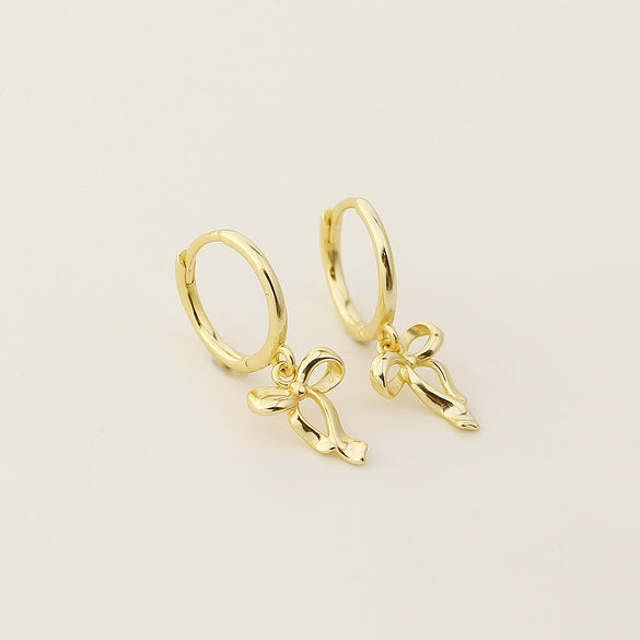 Wholesale S925 Silver Bow Shaped Sweet Elegant Earrings With Electroplating For Women