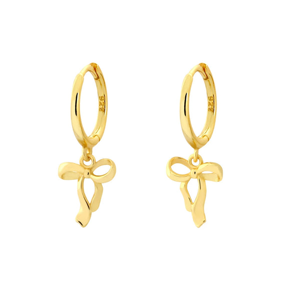 Wholesale S925 Silver Bow Shaped Sweet Elegant Earrings With Electroplating For Women