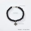 Wholesale S925 Silver Bracelet With Natural Black Onyx And Agate Round Pattern Hand Woven Vintage Retro Unisex Couple Bracelet