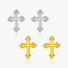 Wholesale S925 Silver British Vintage Mini Cross Earrings Electroplated Unisex