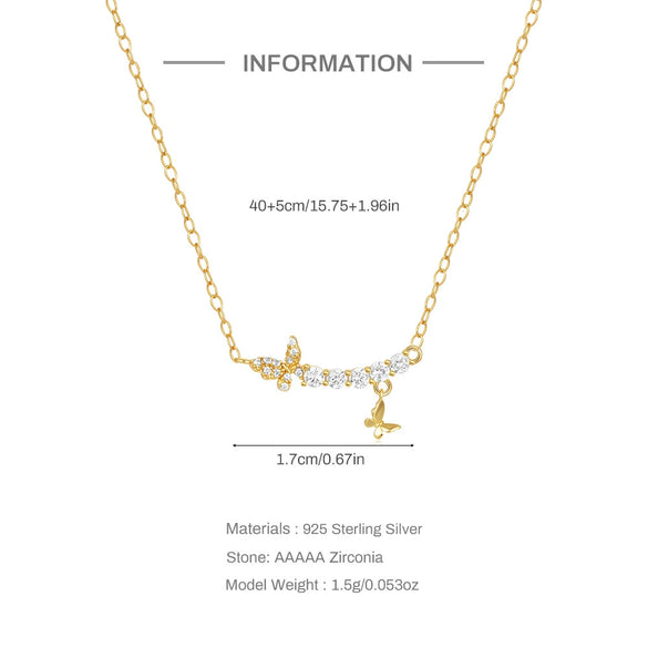 Wholesale S925 Silver Butterfly Necklace With Geometric Pattern For Women Simple Exquisite Light Luxury Niche Design Ochain Electroplating Treatment