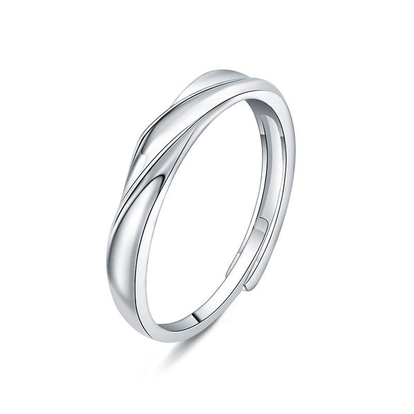 Wholesale S925 Silver Couple Ring With Wave Pattern And High Sense Of Design