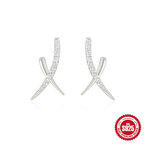 Wholesale S925 Silver Cross Earrings For Women With Geometric Design And Electroplating