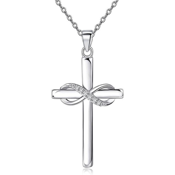 Wholesale S925 Silver Cross Pendant Necklace With Electroplating Glossy Stylish Trendy Faith Jewelry