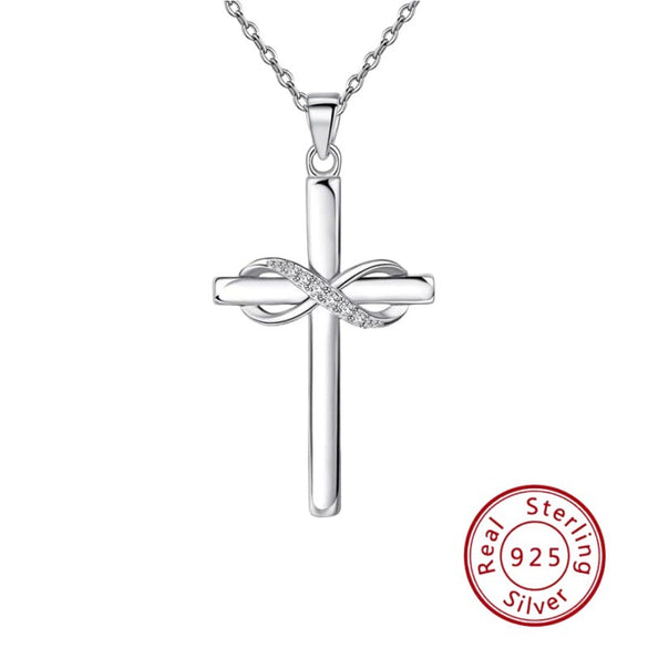 Wholesale S925 Silver Cross Pendant Necklace With Electroplating Glossy Stylish Trendy Faith Jewelry