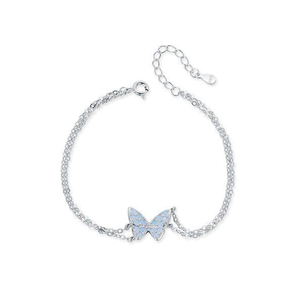 Wholesale S925 Silver Crystal Inlaid Butterfly Animal Zodiac Style Women's Bracelet