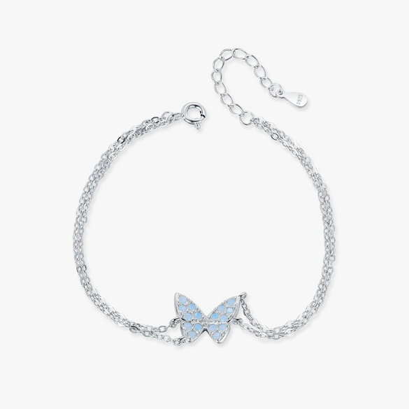 Wholesale S925 Silver Crystal Inlaid Butterfly Animal Zodiac Style Women's Bracelet