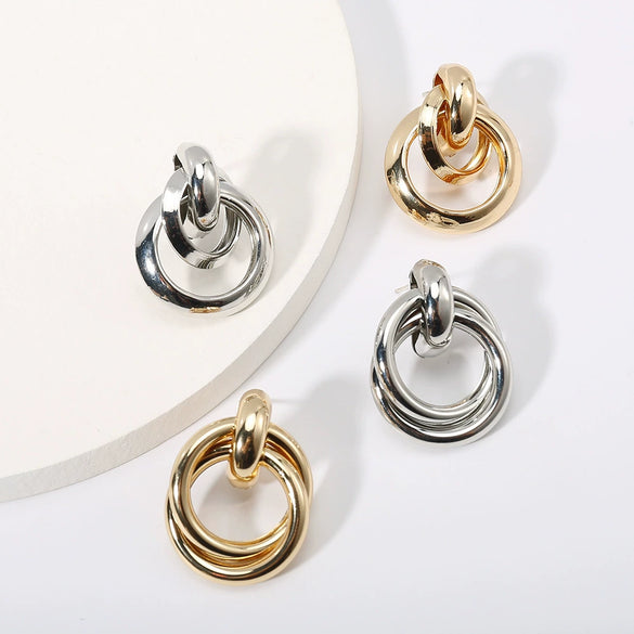 Wholesale S925 Silver Cshaped Metal Circle Earrings With Geometric Design And Electroplating