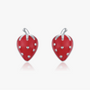 Wholesale S925 Silver Cute Fruit Strawberry Heart Earrings For Women Electroplated