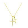 Wholesale S925 Silver Double Cross Female Niche Trendy Literary Clavicle Chain With Full Diamond Design