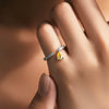 Wholesale S925 Silver Drop Shape Yellow Diamond Design Open Tail Ring For Women