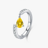 Wholesale S925 Silver Drop Shape Yellow Diamond Design Open Tail Ring For Women