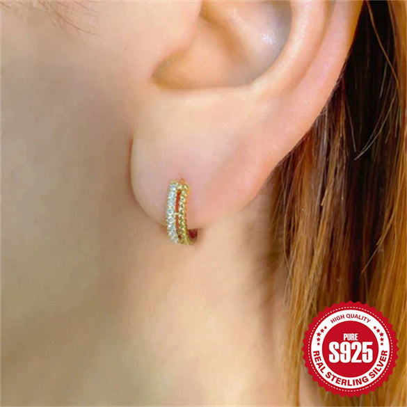 Wholesale S925 Silver Earrings With Geometric Design And Inlaid Zircon Fashionable Glossy Doublepiece Devil's Eye Turquoise Earrings For Women