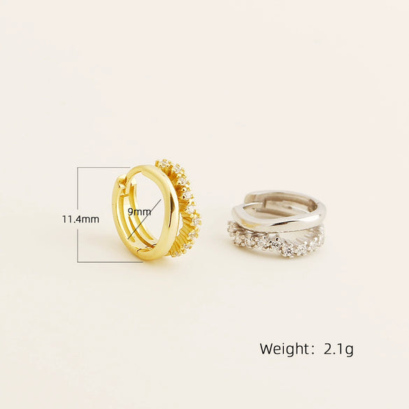 Wholesale S925 Silver Earrings With Row Diamond Inlay Geometric Design For Women