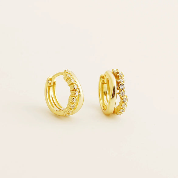 Wholesale S925 Silver Earrings With Row Diamond Inlay Geometric Design For Women