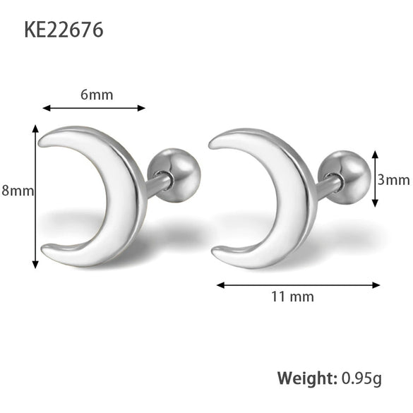 Wholesale S925 Silver Electroplated Moon Screw Earrings For Women