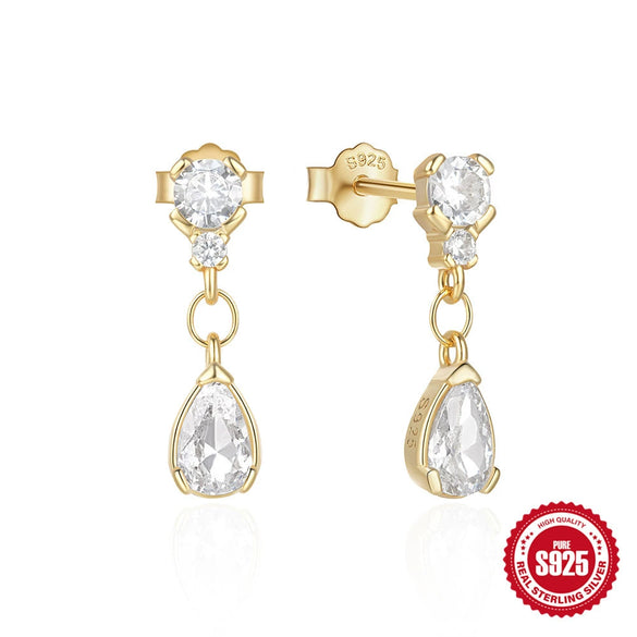 Wholesale S925 Silver Elegant Simple Retro Sweet Water Drop Earrings For Women With Geometric Design And Electroplating Treatment