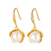 Wholesale S925 Silver Flower Pattern Earrings Inlaid With Pearls For Women