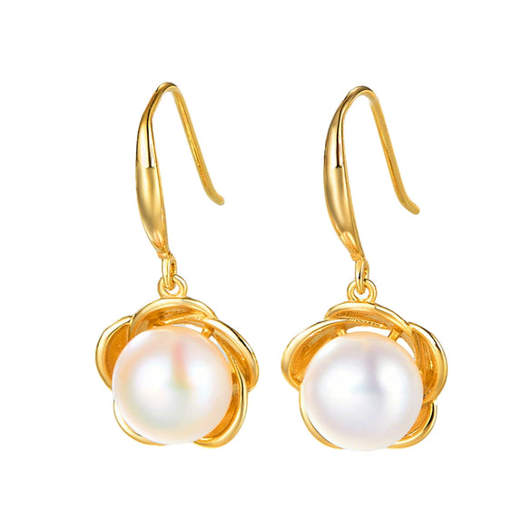 Wholesale S925 Silver Flower Pattern Earrings Inlaid With Pearls For Women